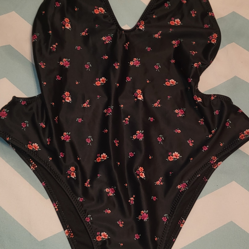 Forever 21 Black Floral Swimsuit